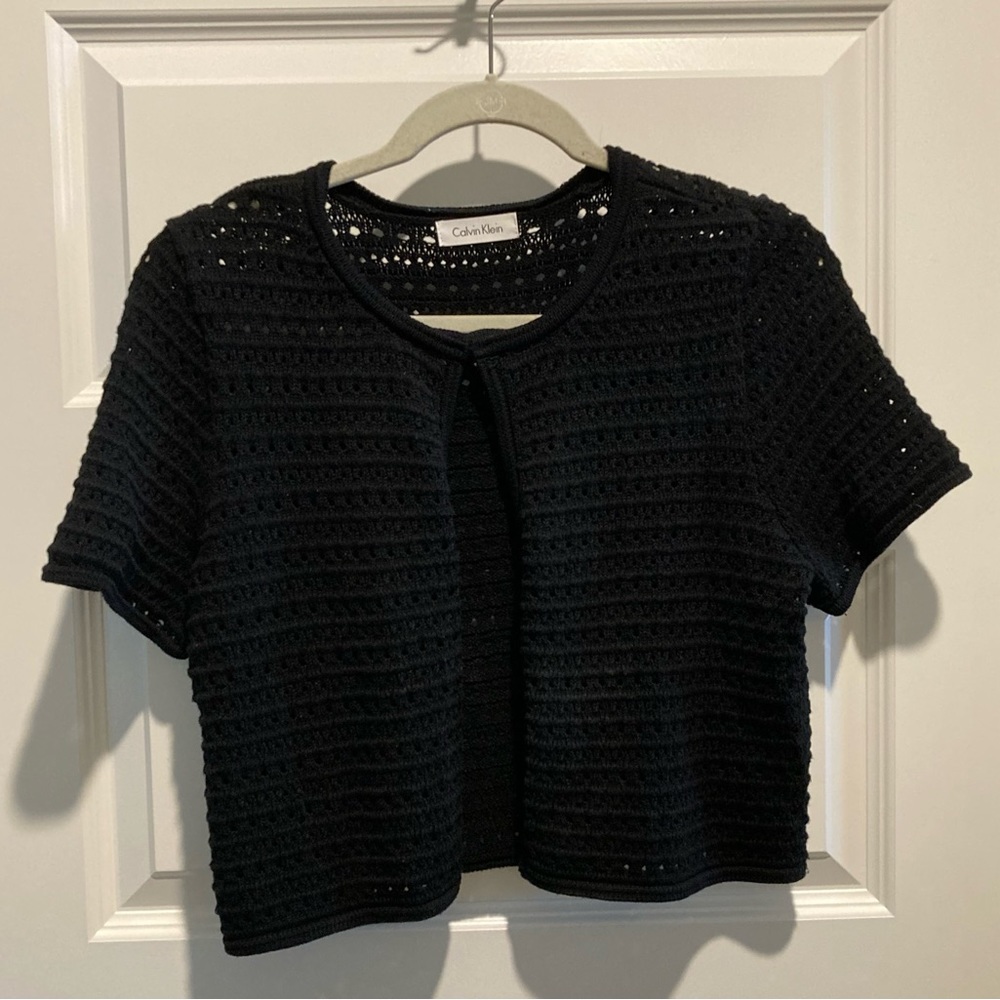Calvin Klein Short Sleeve Cardigan Sweater, Size Medium